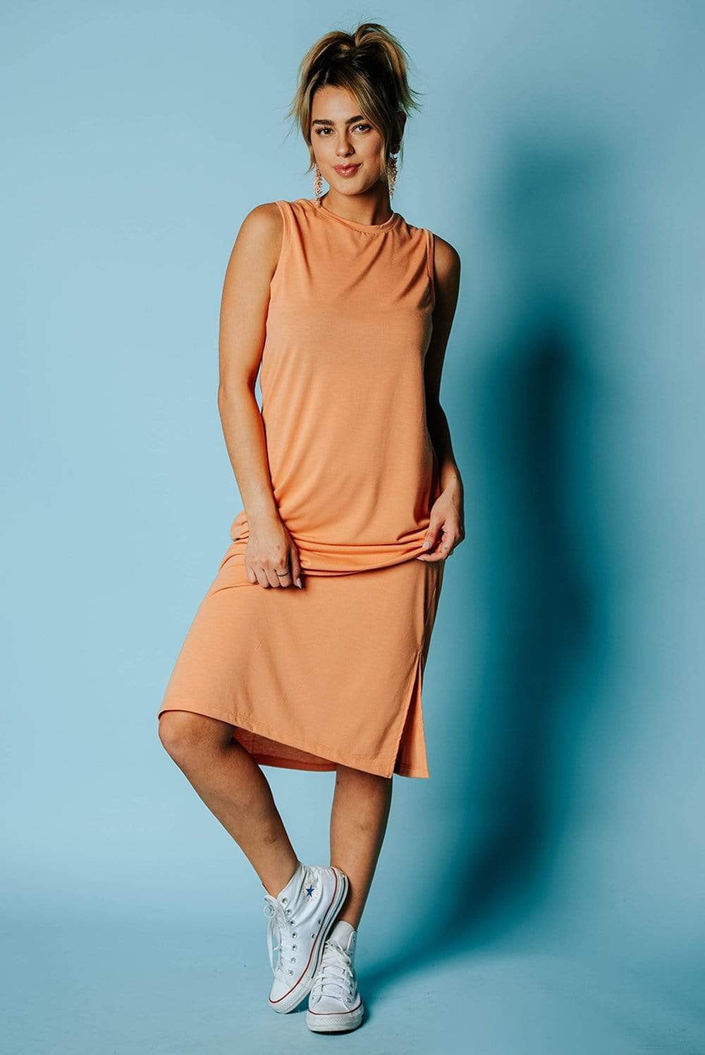 The Walk Away Midi Dress in Orange Sherbet | The Walk Away Midi Dress in Orange Sherbet | Clad & Cloth |  Dress | Amazon | Instagram.