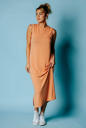 The Walk Away Midi Dress in Orange Sherbet | The Walk Away Midi Dress in Orange Sherbet | Clad & Cloth |  Dress | Amazon | Instagram.